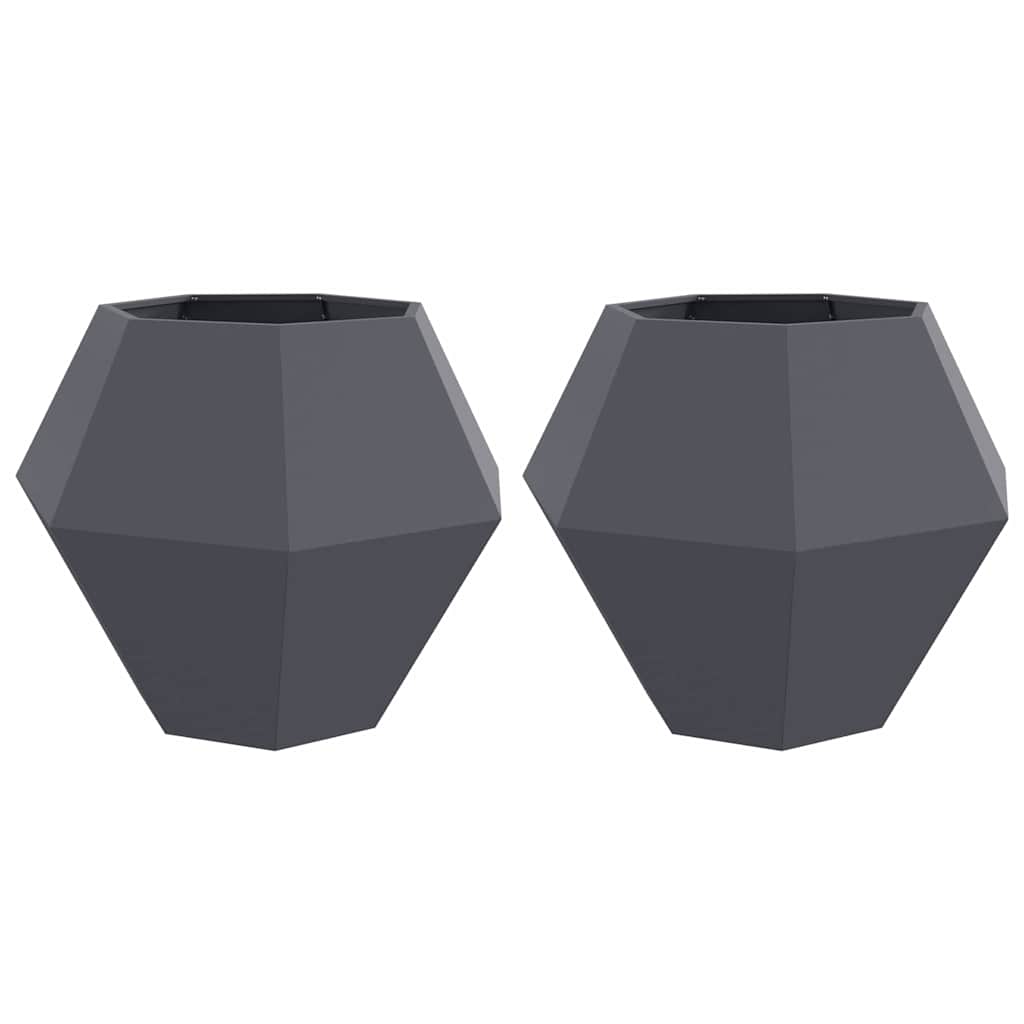 Pflanzkübel 2 pcs Anthrazit 100 x 100 x 80 cm Stahl