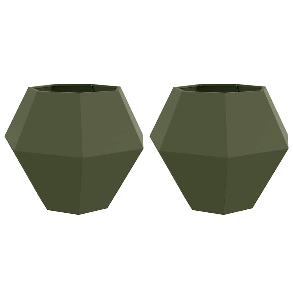 Pflanzkübel 2 pcs Olive Grün 100 x 100 x 80 cm Stahl