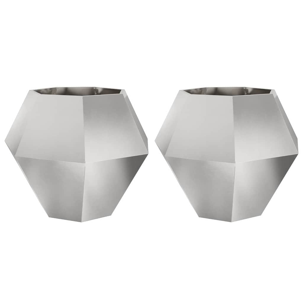 Pflanzkübel 2 pcs Silber 100 x 100 x 80 cm Edelstahl