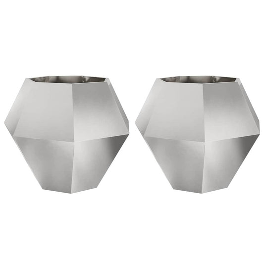 Pflanzkübel 2 pcs Silber 100 x 100 x 80 cm Edelstahl