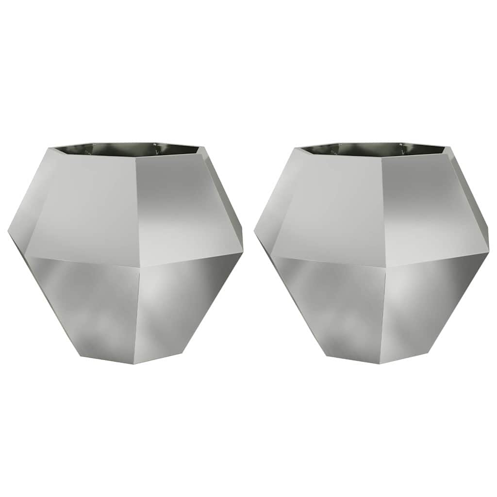 Pflanzkübel 2 pcs Silber 100 x 100 x 80 cm Verzinkter Stahl