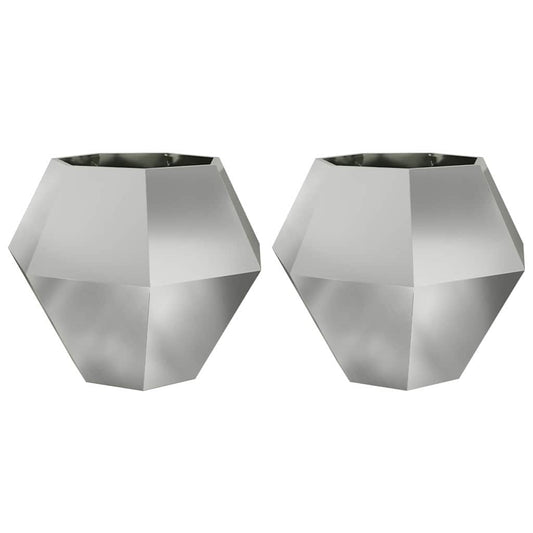 Pflanzkübel 2 pcs Silber 100 x 100 x 80 cm Verzinkter Stahl