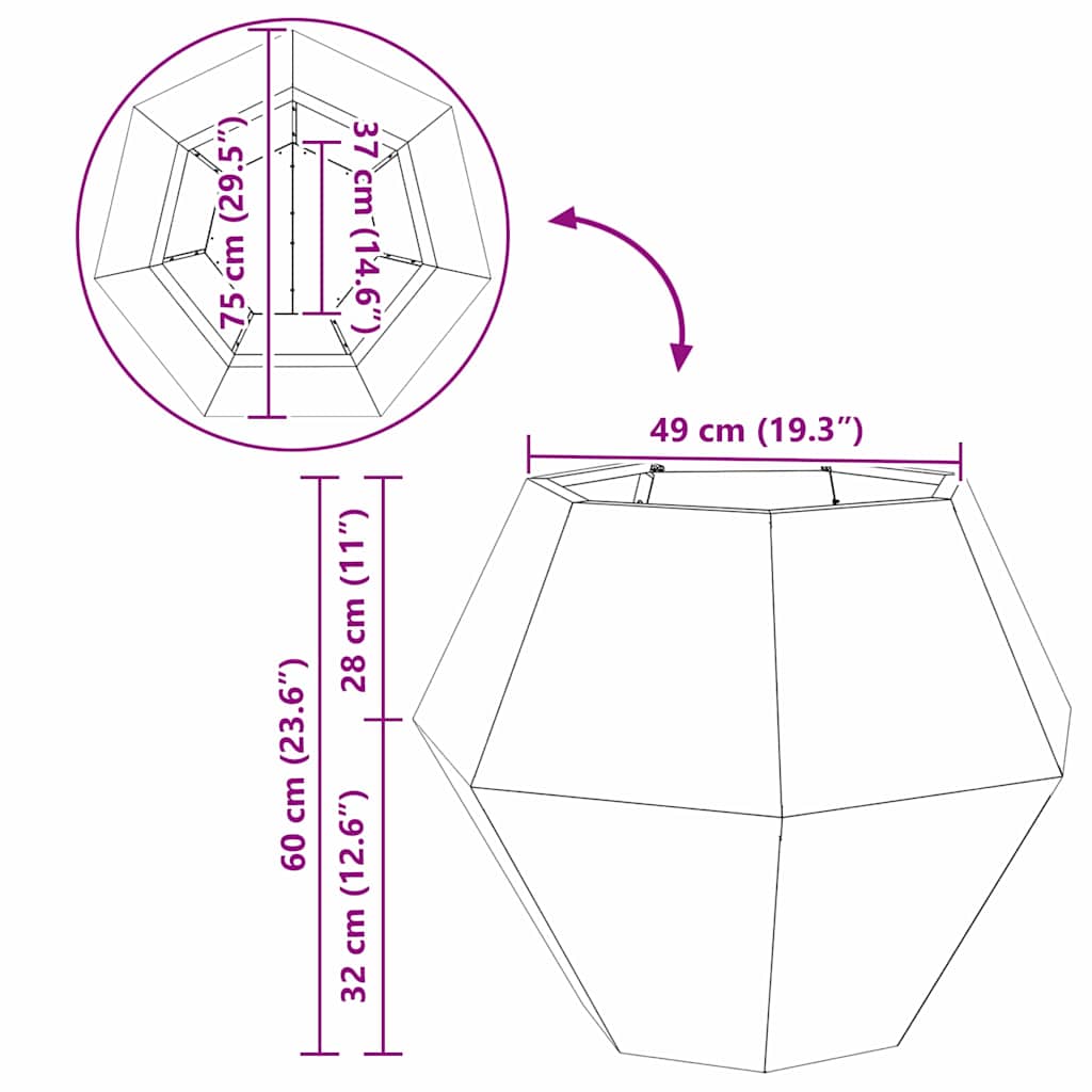 Pflanzkübel 2 pcs Silber 75 x 75 x 60 cm Edelstahl