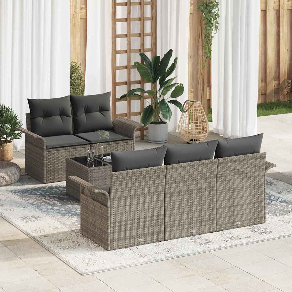 Garten-Sofa-Set mit Kissen 6 pcs Grau 55 x 55 x 37 cm