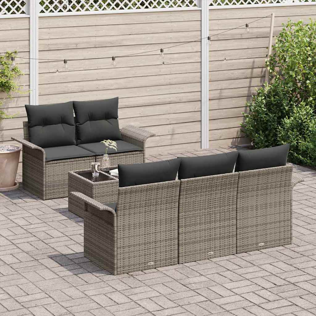 Garten-Sofa-Set mit Kissen 6 pcs Grau 55 x 55 x 37 cm
