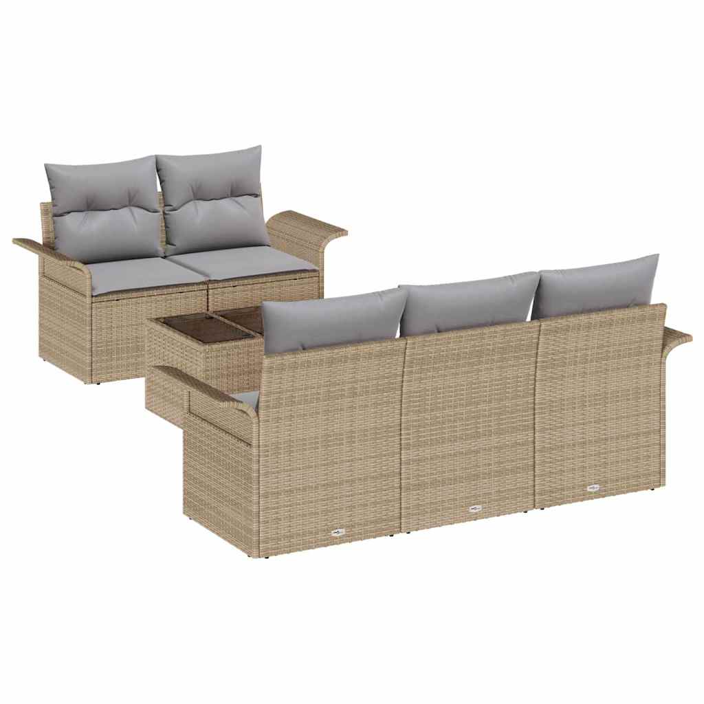 Garten-Sofa-Set mit Kissen 6 pcs Beige und Grau 55 x 55 x 37 cm