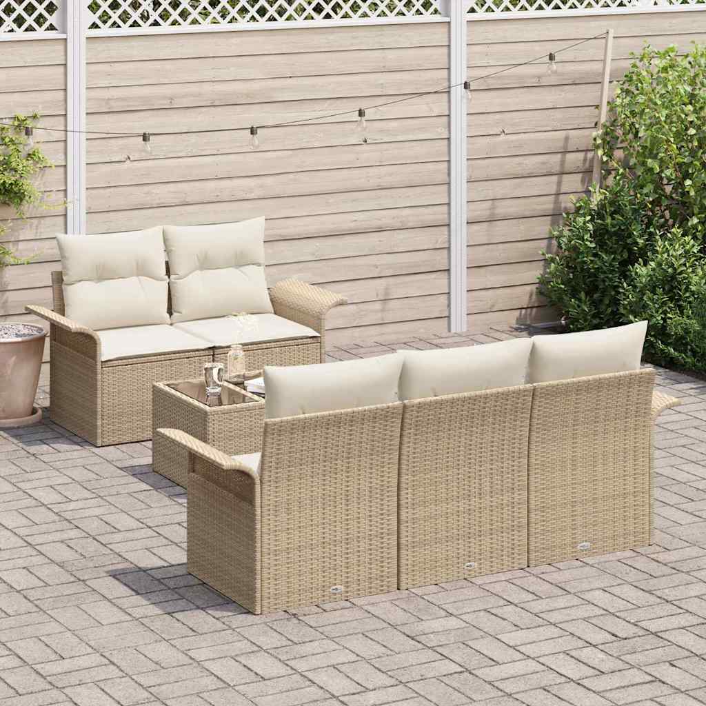 Garten-Sofa-Set 6 pcs Beige und Creme 55 x 55 x 37 cm