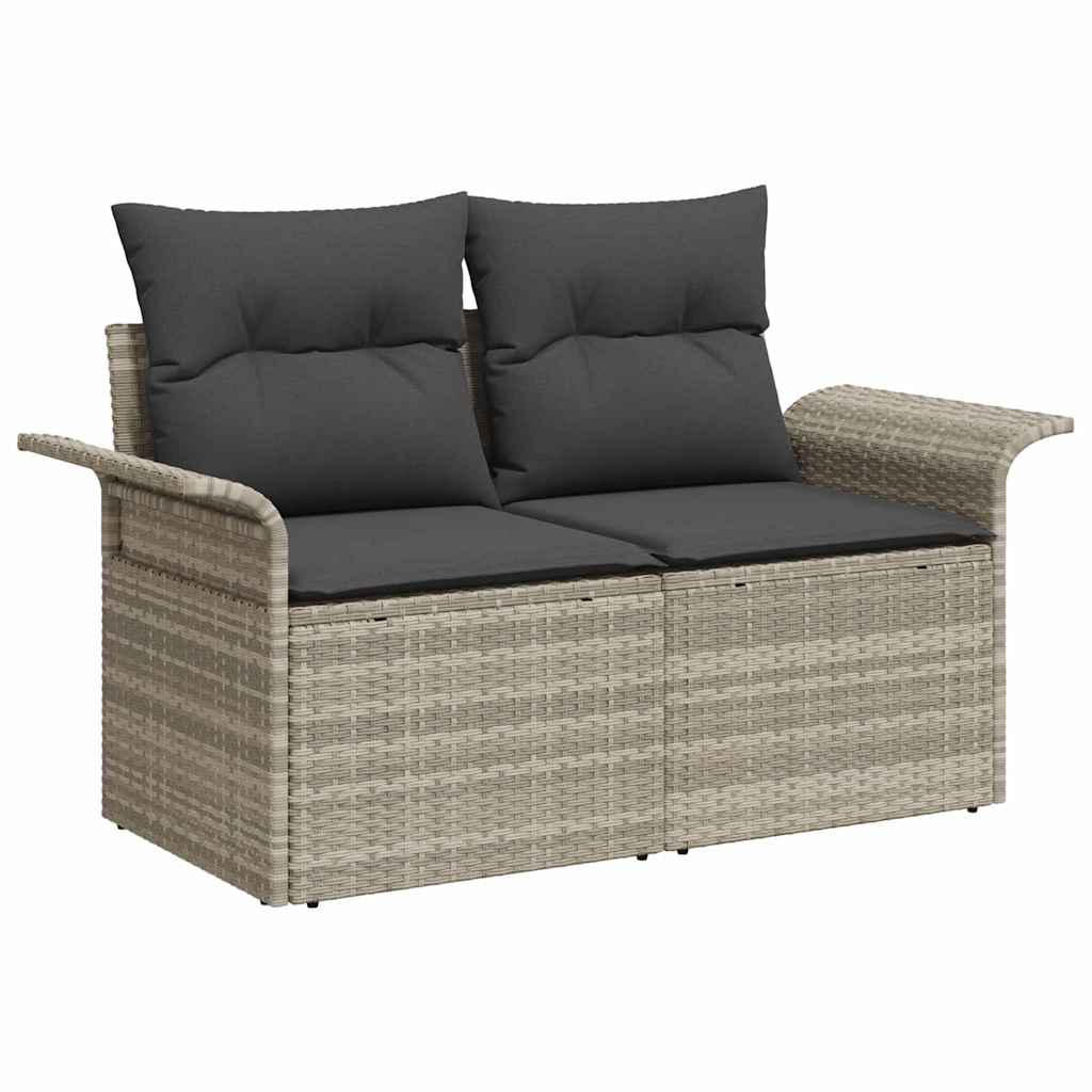 Gartensofa-set 7 pcs Hellgrau und Dunkelgrau Poly-Rattan
