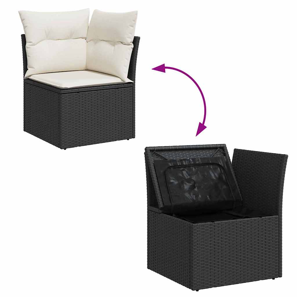 Gartensofa-set 7 pcs Schwarz und Creme 55 x 55 x 37 cm