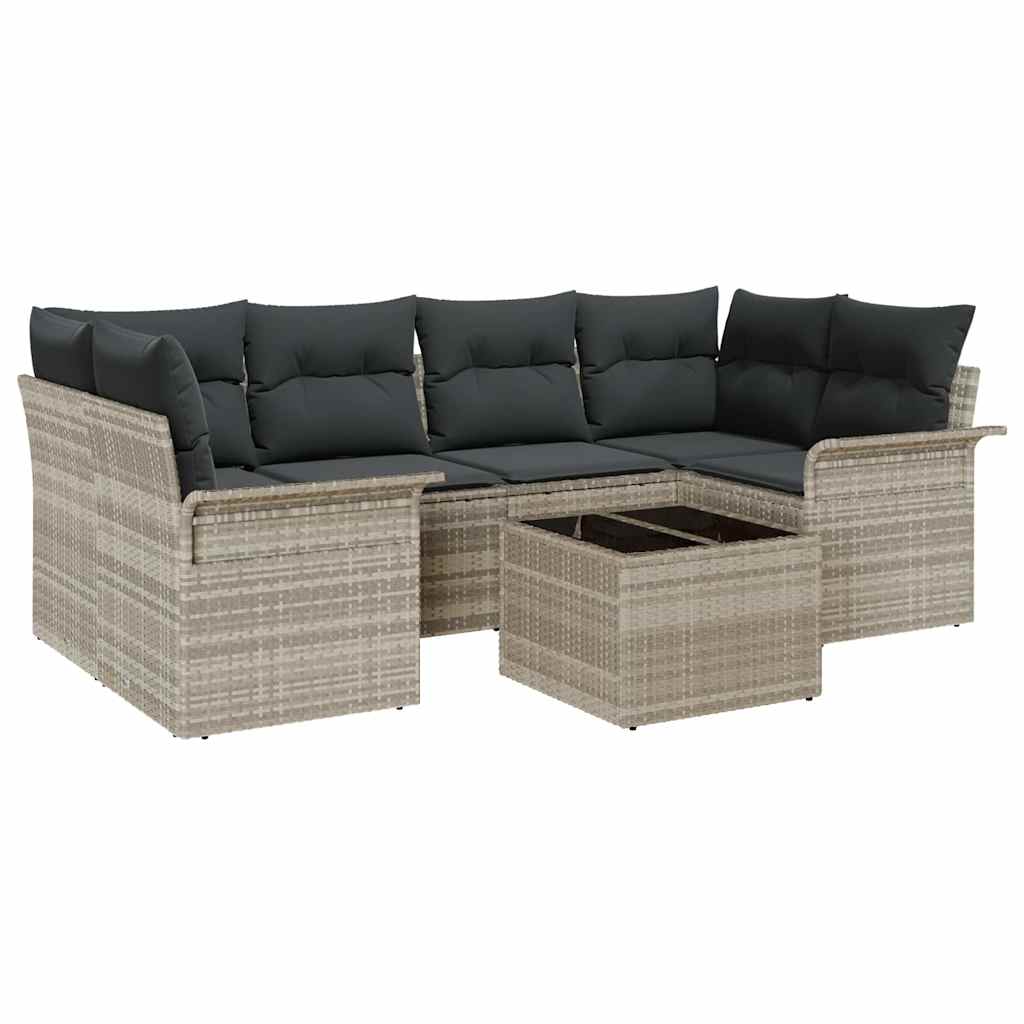 Gartensofa-set 7 pcs Hellgrau und Dunkelgrau 55 x 55 x 37 cm