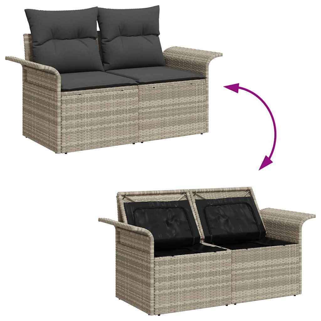 Gartensofa-set 8 pcs Hellgrau und Dunkelgrau Poly-Rattan
