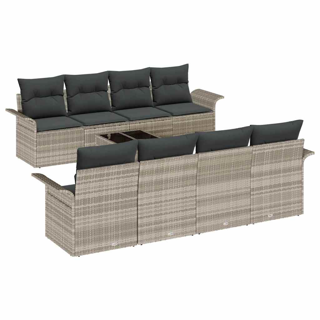 Gartensofa-set 9 pcs Hellgrau und Dunkelgrau 55 x 55 x 37 cm