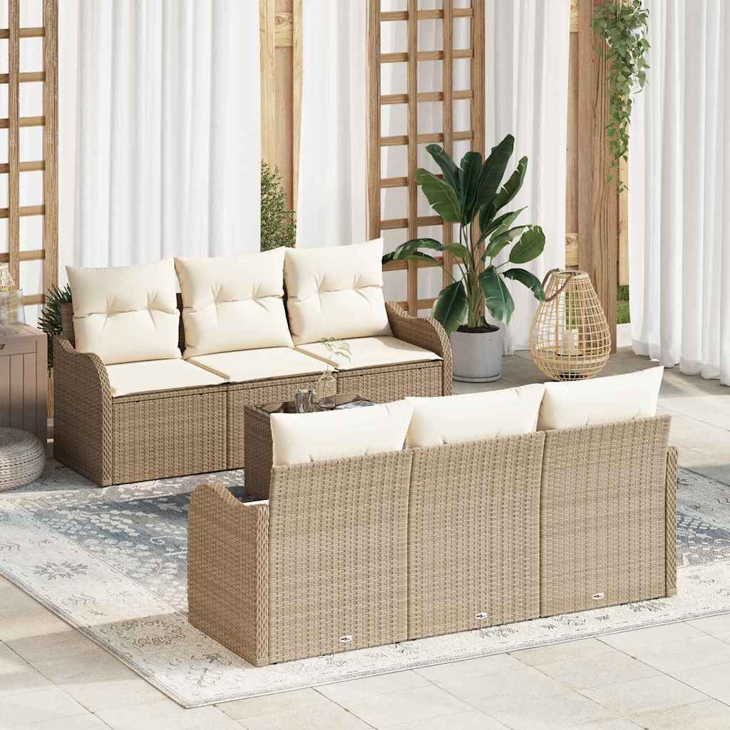 Gartensofa-set mit Kissen mit Speicher 7 pcs Beige und Creme