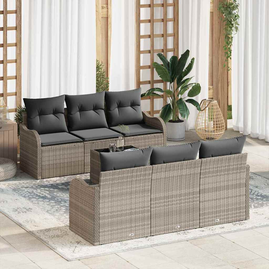 Gartensofa-set mit Kissen 7 pcs Hellgrau und Dunkelgrau