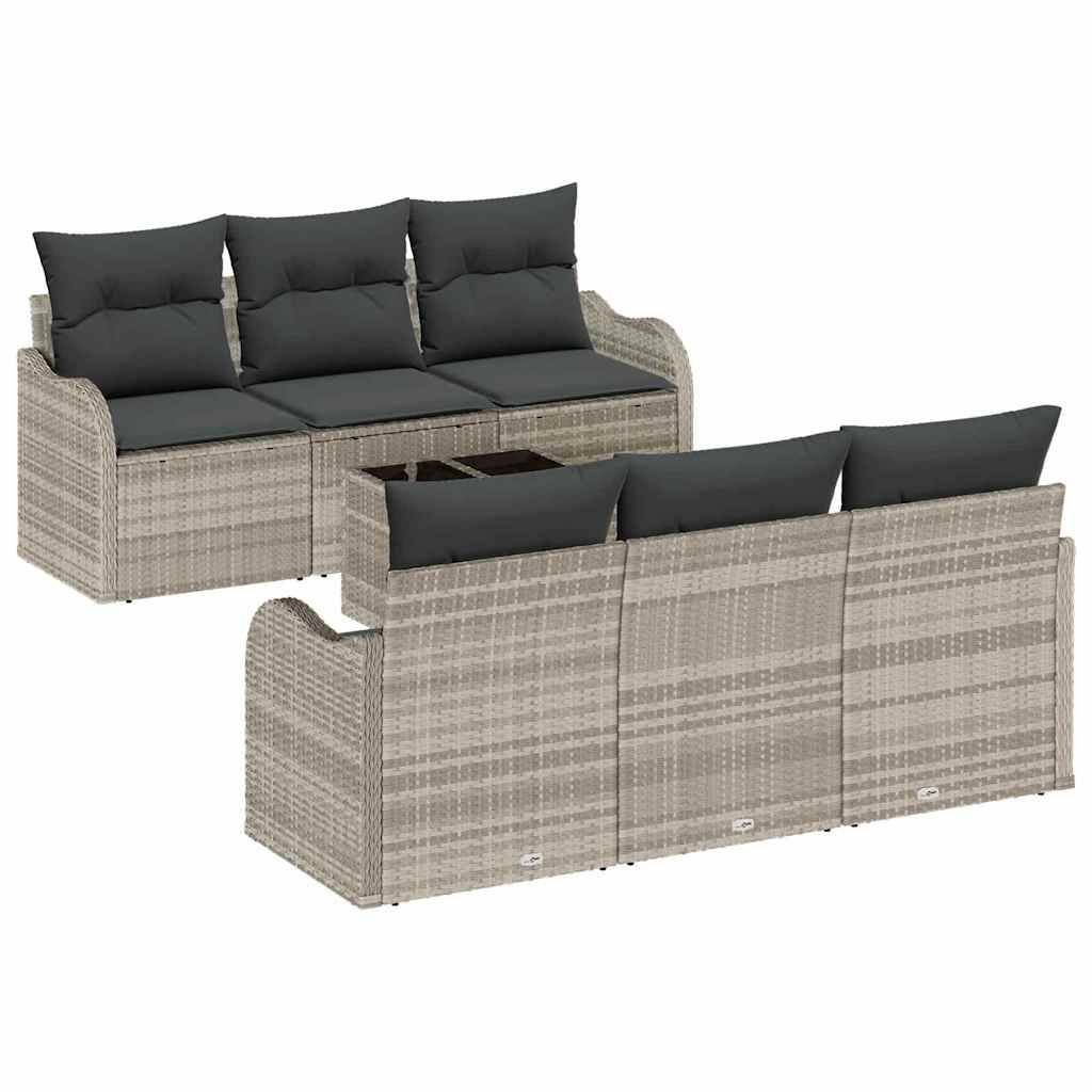 Gartensofa-set mit Kissen 7 pcs Hellgrau und Dunkelgrau