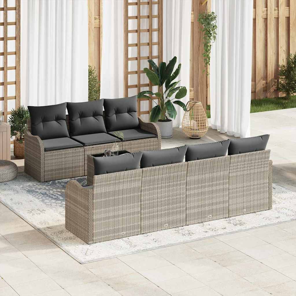 Gartensofa-set mit Kissen 8 pcs Hellgrau und Dunkelgrau