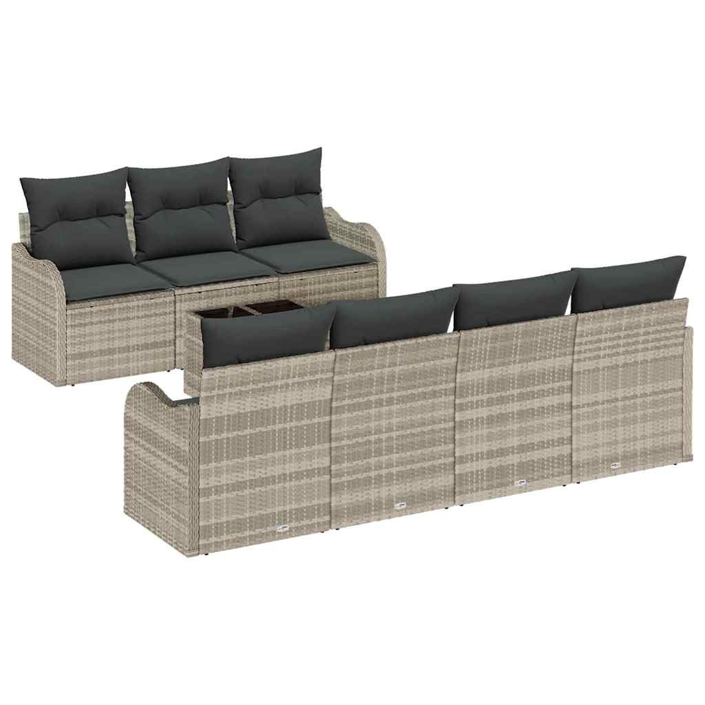 Gartensofa-set mit Kissen 8 pcs Hellgrau und Dunkelgrau
