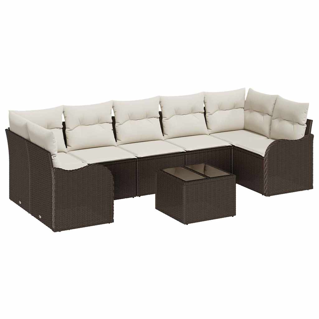 Gartensofa-set mit Kissen mit Speicher 8 pcs Braun und Creme