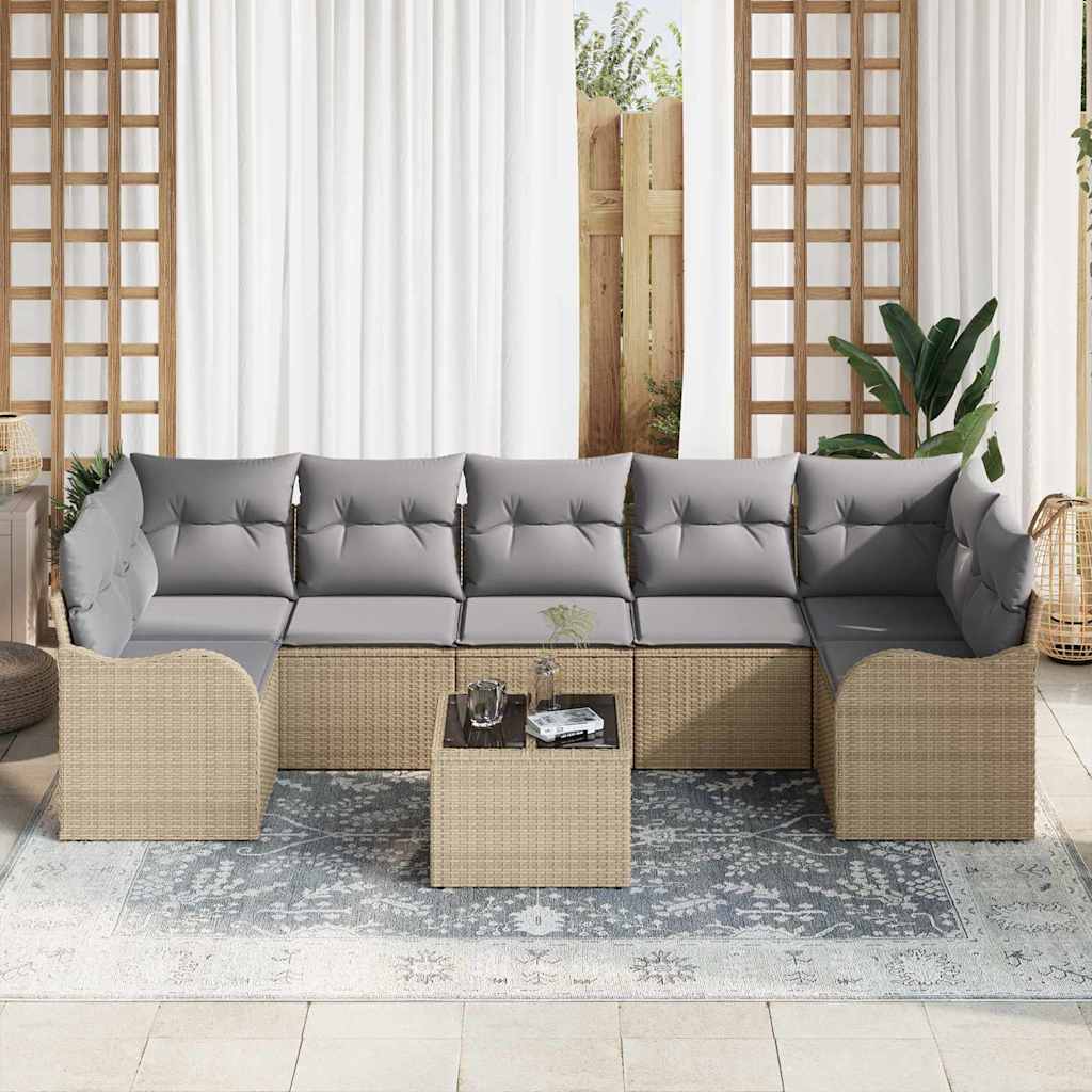 Gartensofa-set mit Kissen mit Speicher 8 pcs Beige und Grau