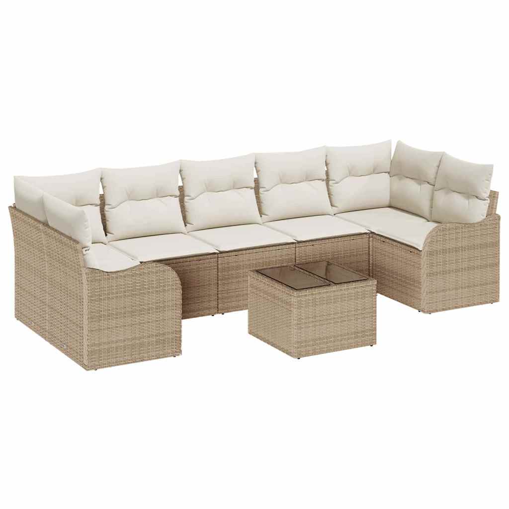 Gartensofa-set mit Kissen mit Speicher 8 pcs Beige und Creme