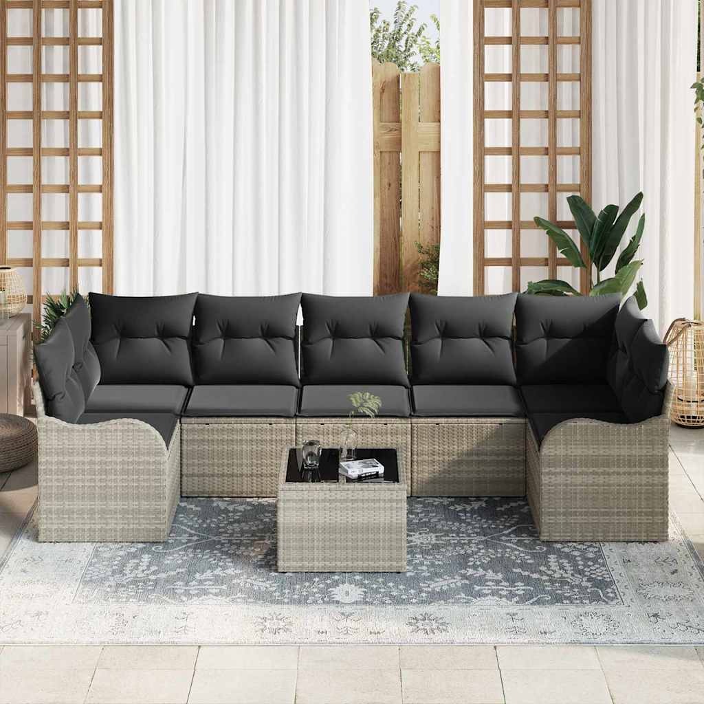 Gartensofa-set mit Kissen 8 pcs Hellgrau und Dunkelgrau