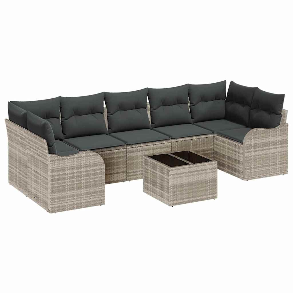 Gartensofa-set mit Kissen 8 pcs Hellgrau und Dunkelgrau