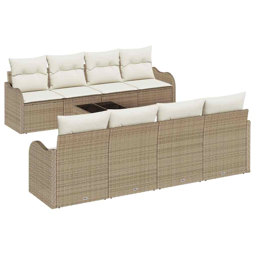 Gartensofa-set mit Kissen mit Speicher 9 pcs Beige und Creme