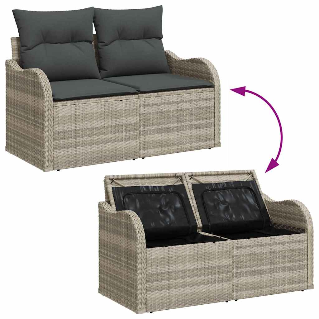 Gartensofa-set mit Kissen 9 pcs Hellgrau und Dunkelgrau