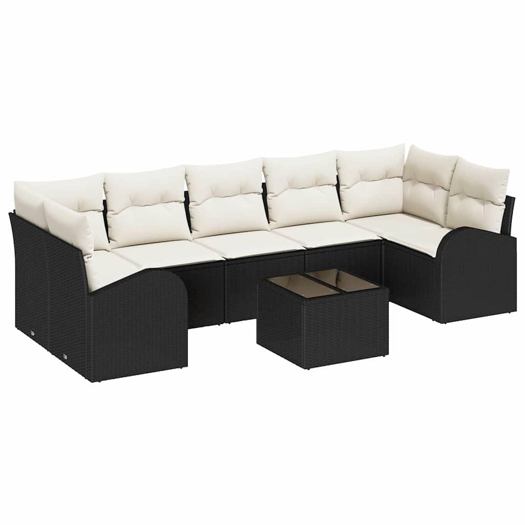 Gartensofa-set 8 pcs Schwarz und Creme 289 x 124 x 69 cm