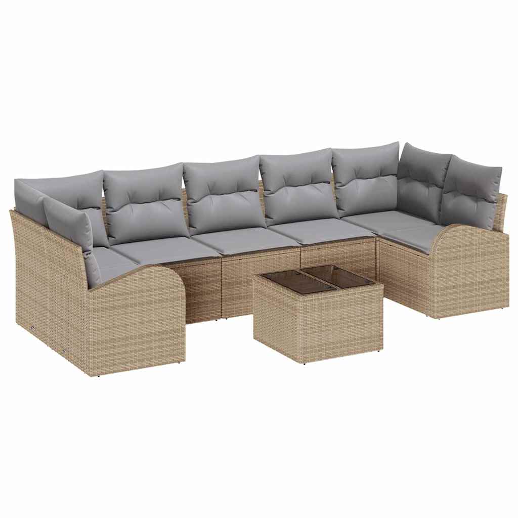 Gartensofa-set 8 pcs Beige und Grau 289 x 124 x 69 cm