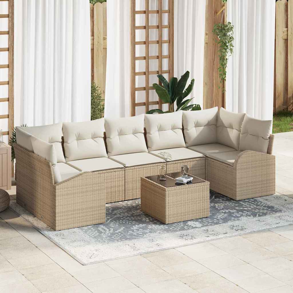 Gartensofa-set 8 pcs Beige und Creme 289 x 124 x 69 cm