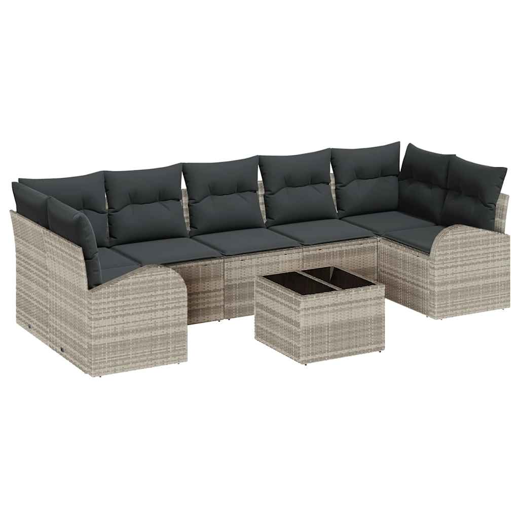 Gartensofa-set 8 pcs Hellgrau und Dunkelgrau 289 x 124 x 69 cm