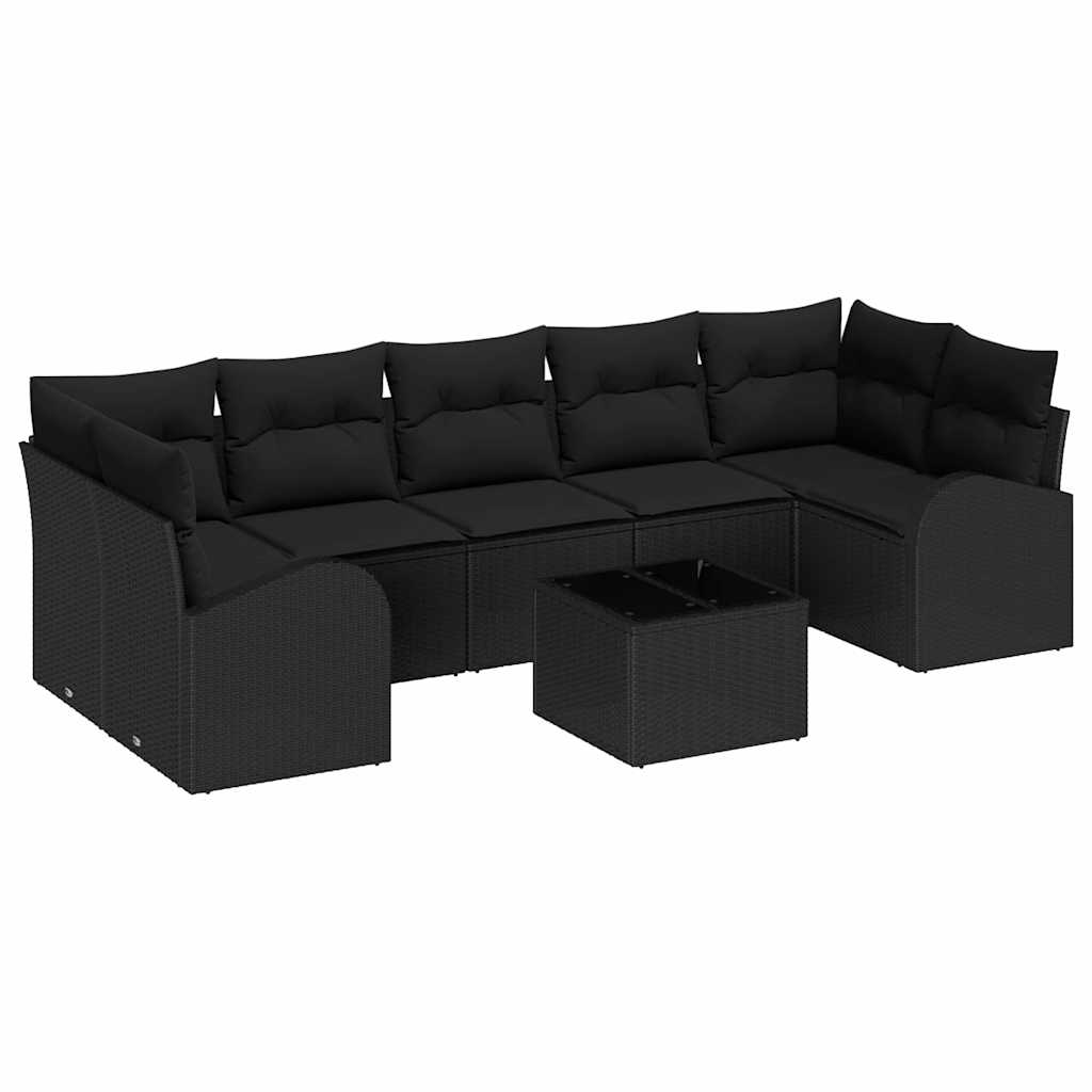 Gartensofa-set mit Speicher 8 pcs Schwarz Poly-Rattan