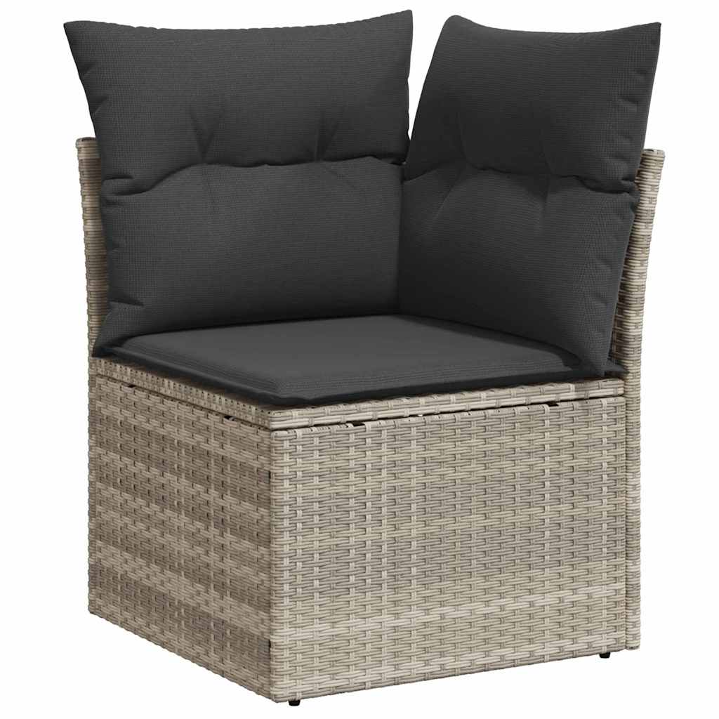 Gartensofa-set mit Kissen 11 pcs Hellgrau Poly-Rattan