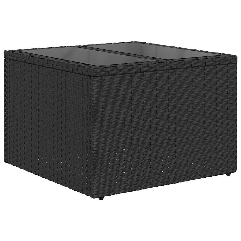 Sofa Set mit Kissen 5 pcs Schwarz und Creme Poly-Rattan