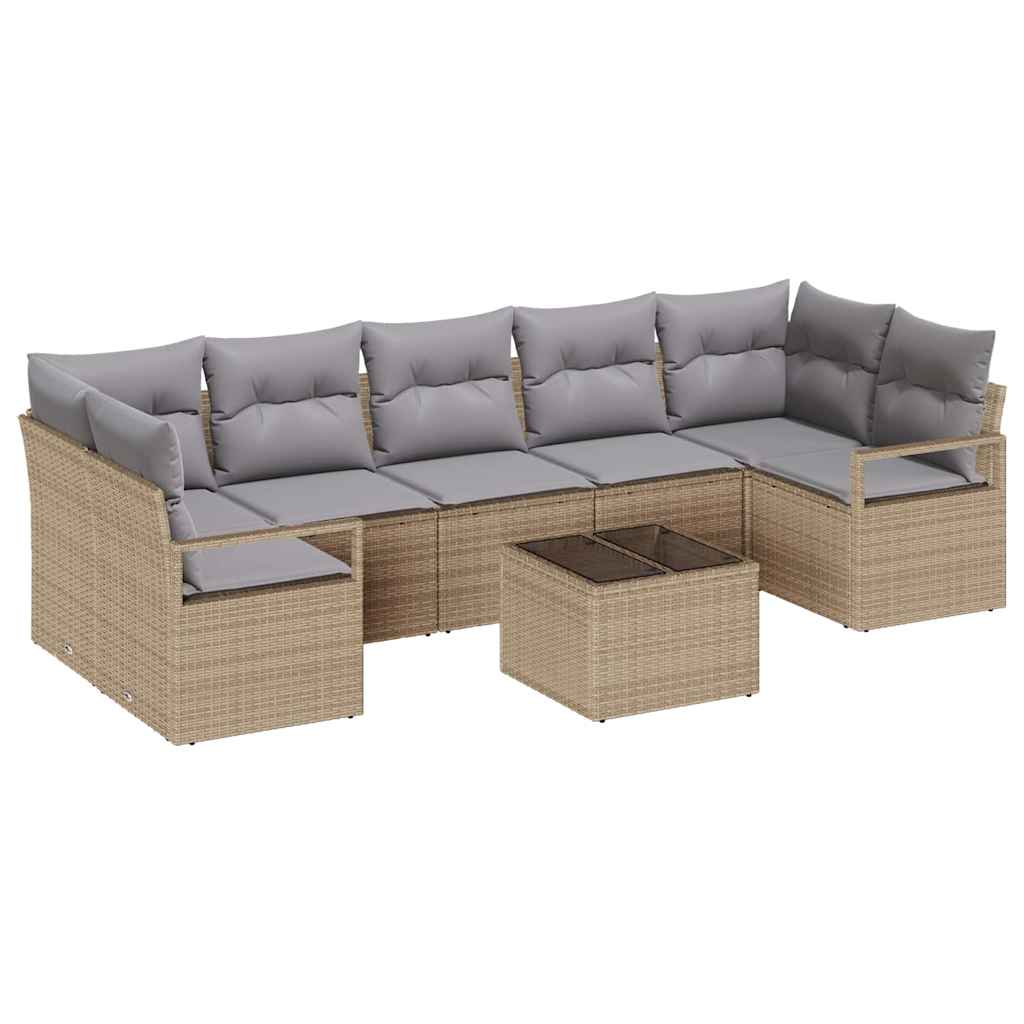 Garten-Sofa-Set mit Kissen mit Speicher 8 pcs Beige und Grau