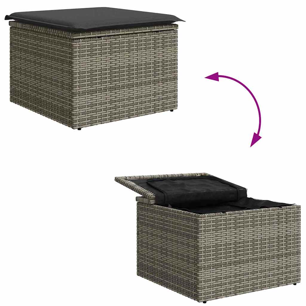 Sofa Set mit Kissen mit Speicher 4 pcs Grau Poly-Rattan