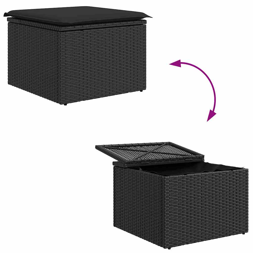 Sofa Set mit Kissen mit Speicher 4 pcs Schwarz Poly-Rattan
