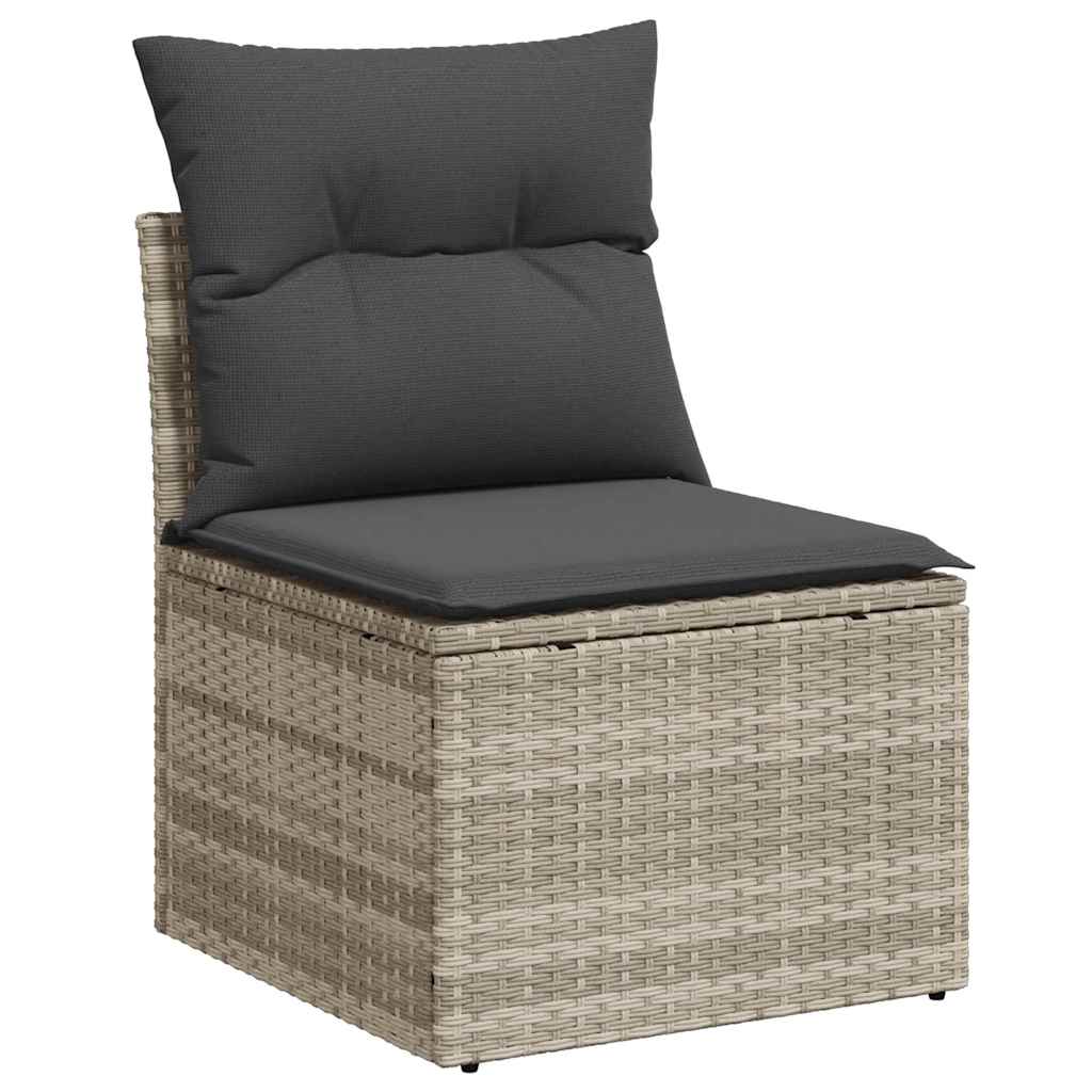 Sofa Set mit Kissen mit Speicher 4 pcs Hellgrau Poly-Rattan
