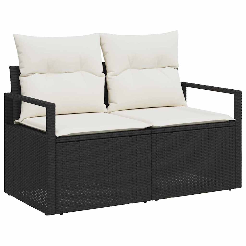 Sofa Set mit Kissen 5 pcs Braun und Creme Poly-Rattan
