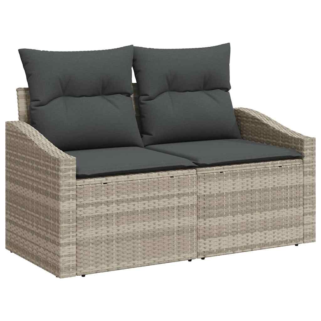 Gartensofa-set mit Kissen 3 pcs Hellgrau Poly-Rattan