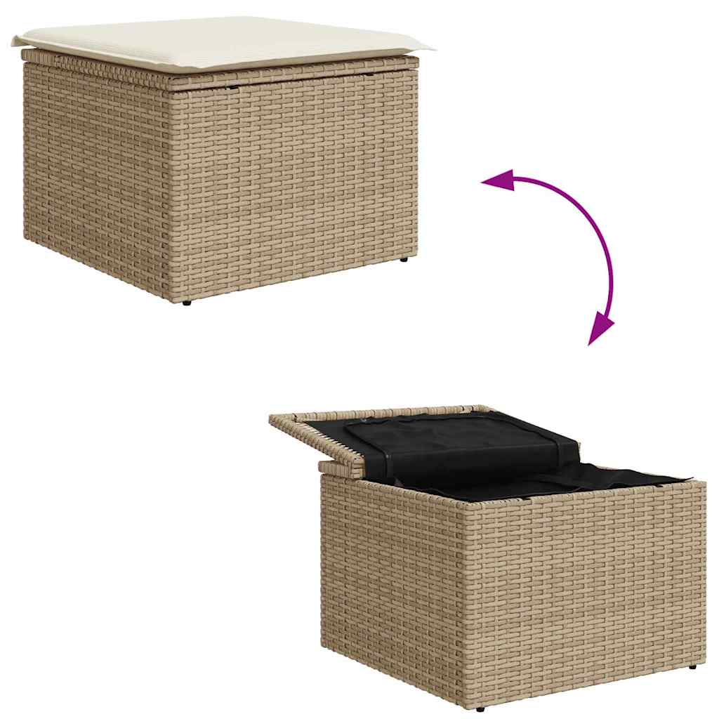 Sofa Set mit Kissen 4 pcs Beige und Creme Poly-Rattan