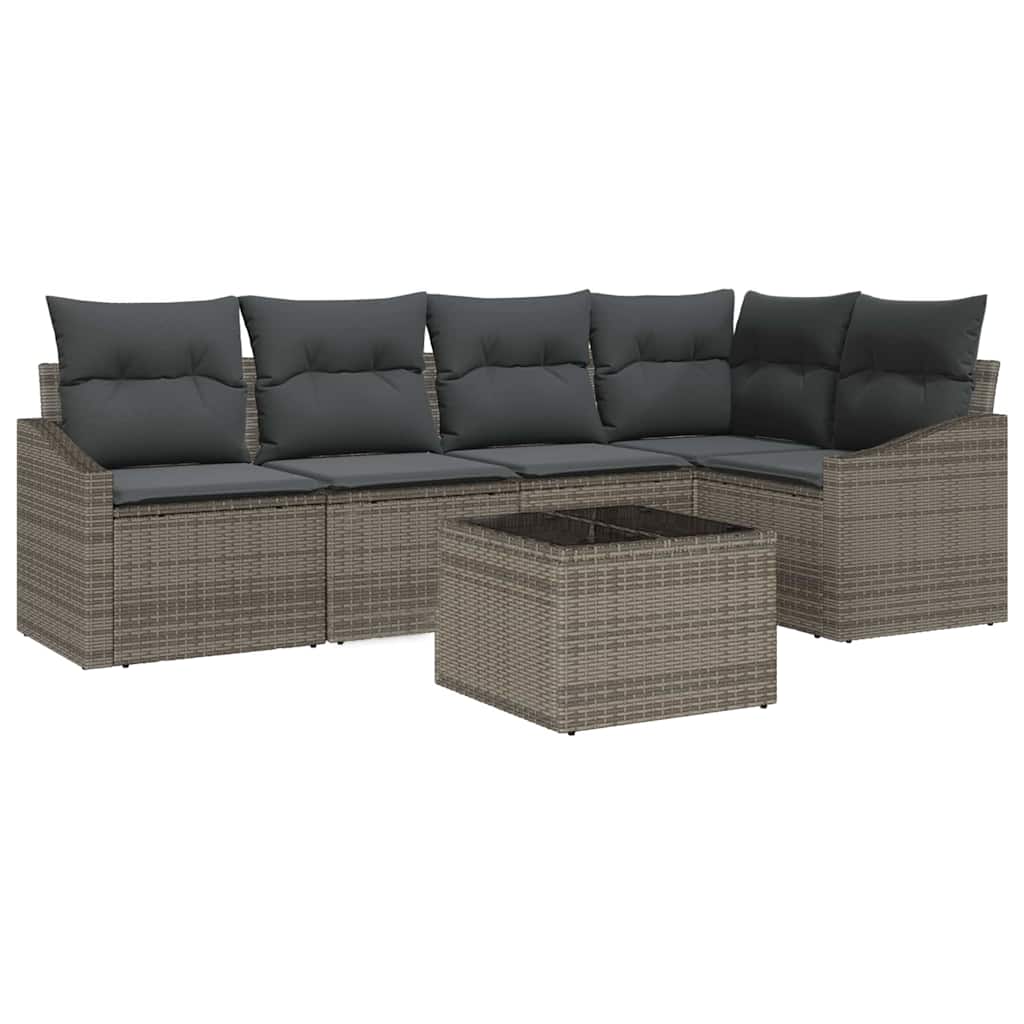 Gartensofa-set mit Kissen 6 pcs Hellgrau Poly-Rattan