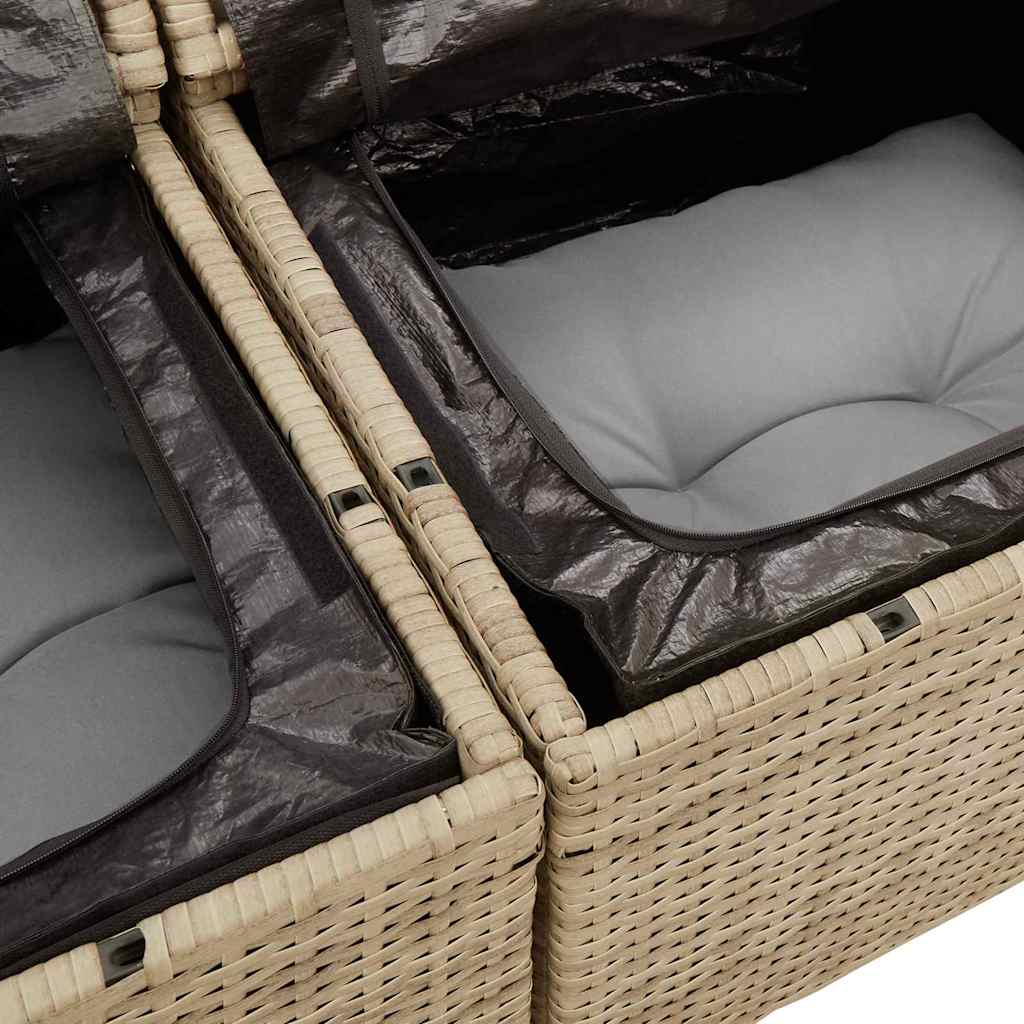 Gartensofa-set mit Kissen 6 pcs Beige und Hellgrau Poly-Rattan
