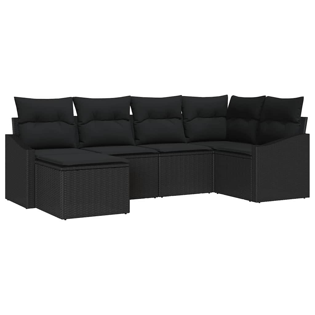 Garten Essgruppe mit Kissen mit Speicher 6 pcs Schwarz