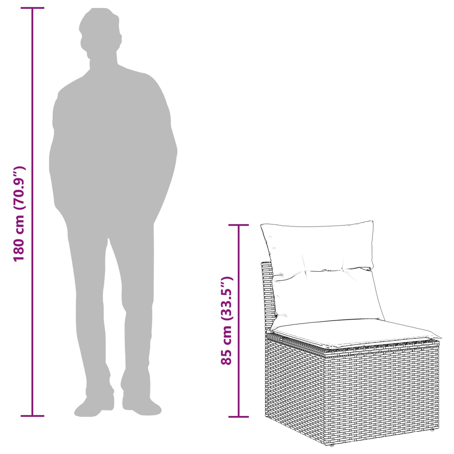 Gartensofa-set mit Speicher 7 pcs Grau Poly-Rattan