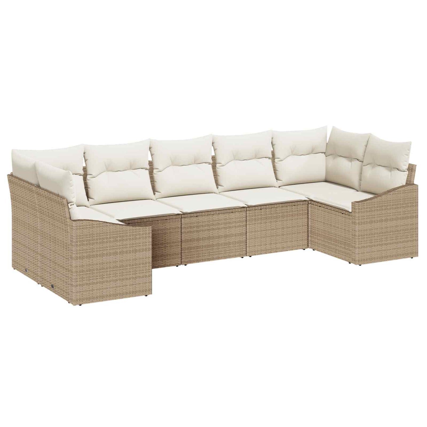 Gartensofa-set mit Speicher 7 pcs Beige und Creme Poly-Rattan