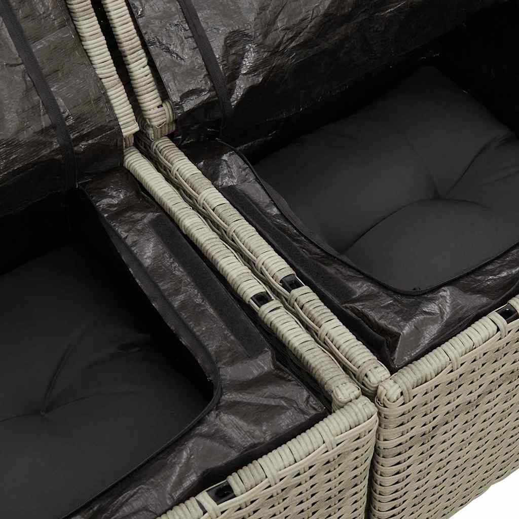 Gartensofa-set mit Kissen 9 pcs Hellgrau Polyrattan