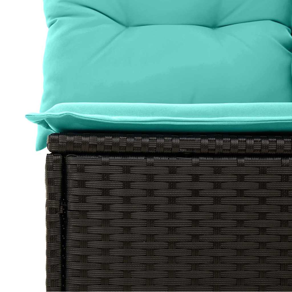 Gartensofa-set 9 pcs Schwarz und Türkis Poly-Rattan