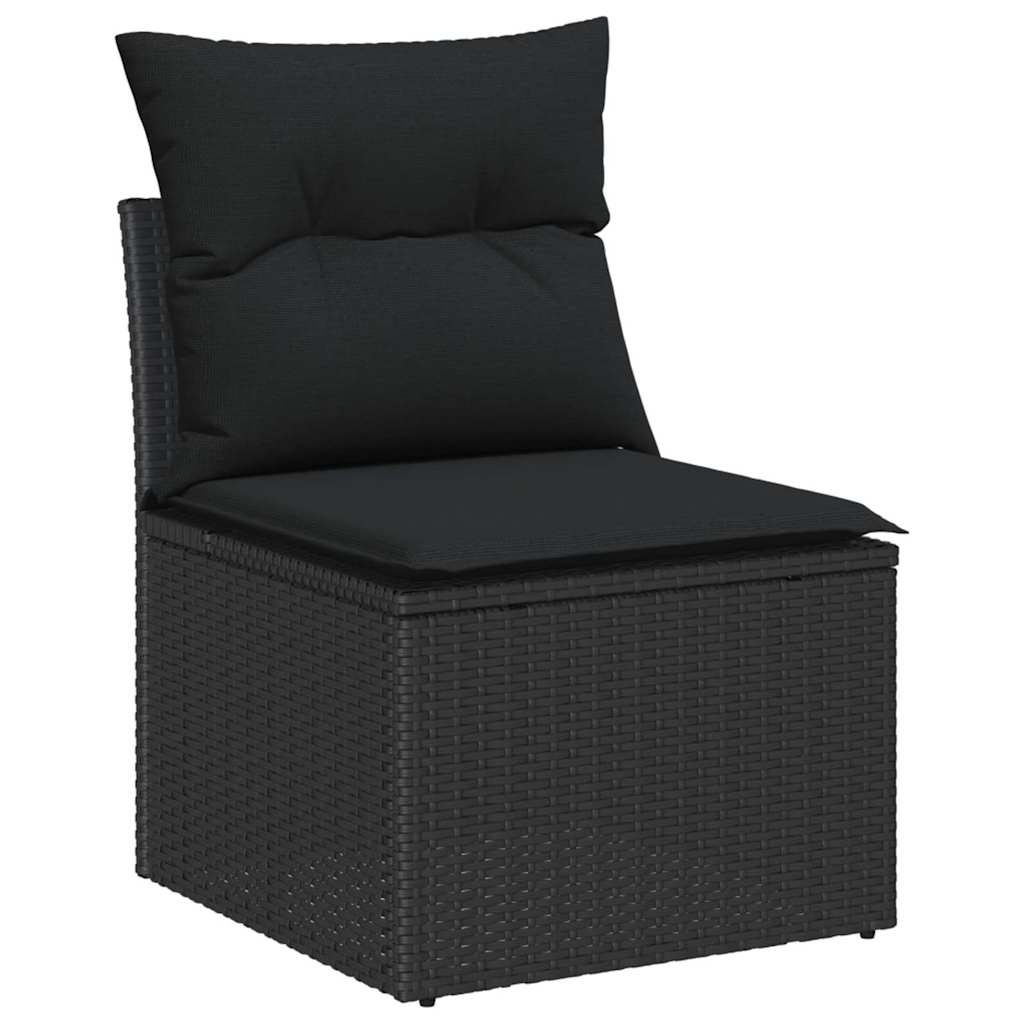 Gartensofa-set mit Speicher 11 pcs Schwarz Poly-Rattan